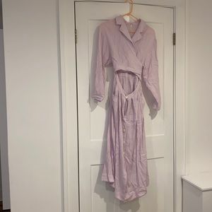 Free People Wrap Lavender Linen Long sleeve Dress